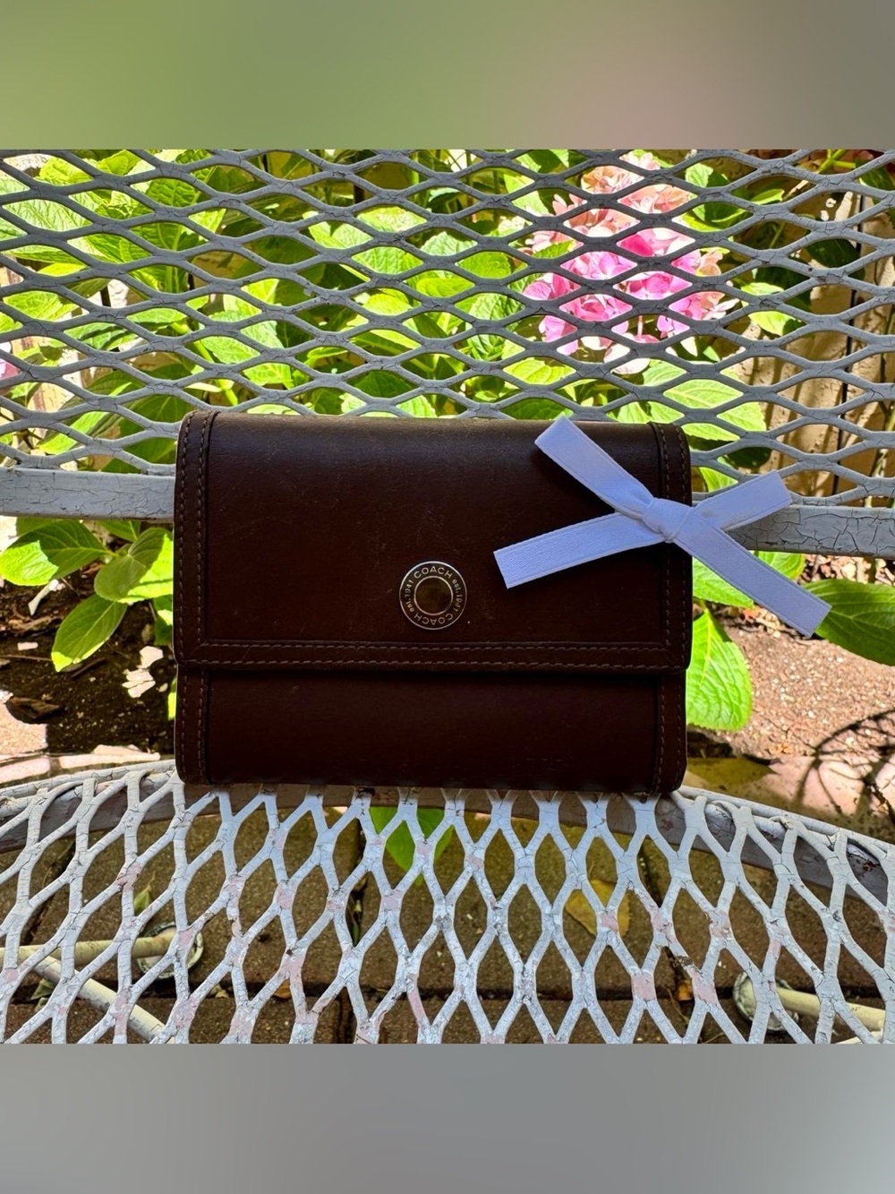 Coach Chocolate Brown Leather Trifold Wallet